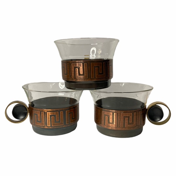 VTG Schott & Mainz Jena Glass Greek Key Set of (3)